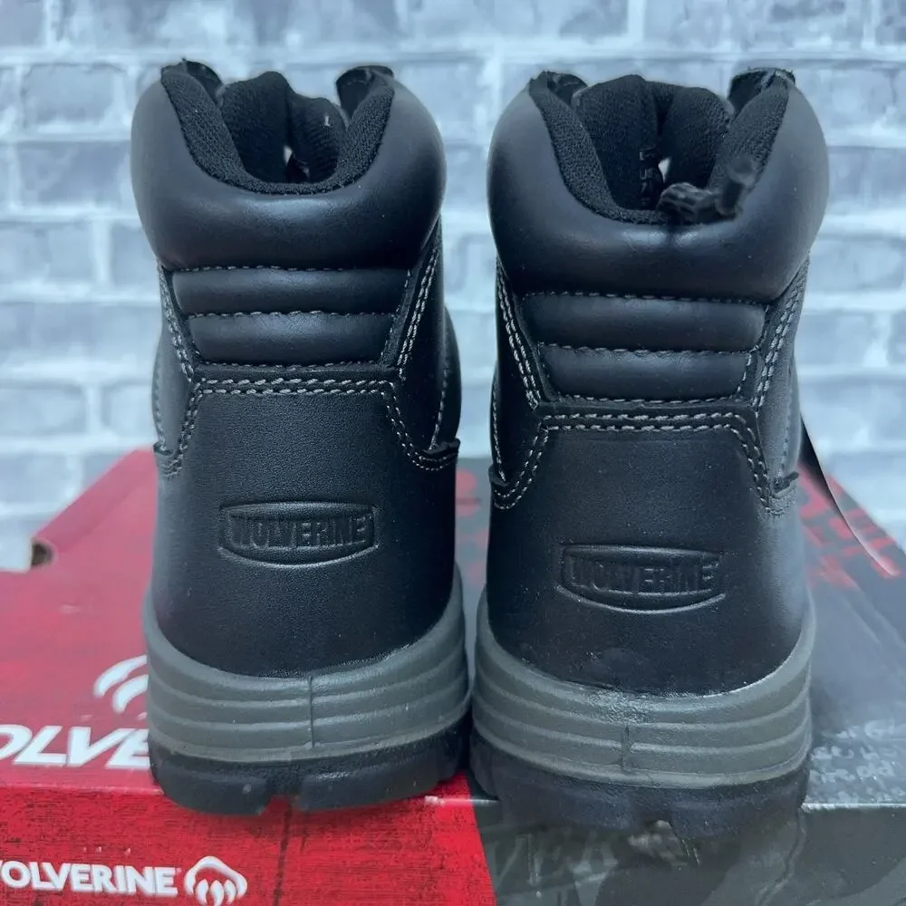 Wolverine Work Boots Black Waterproof Leather Lace Up W08141 Mens Size 7.5 EW